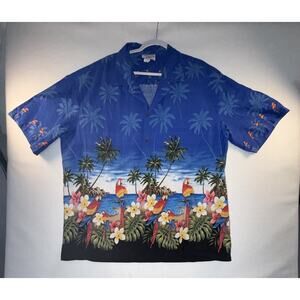 Pacific Legend Hawaiian Tropical Cotton 3XL Short Sleeve Shirt Parrots U.S.A.‎